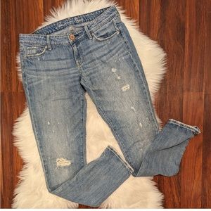 American Eagle Skinny Light Wash Distressed LONG